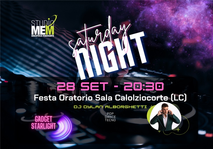 Saturday Night a Calolziocorte: DJ set e gadget starlight